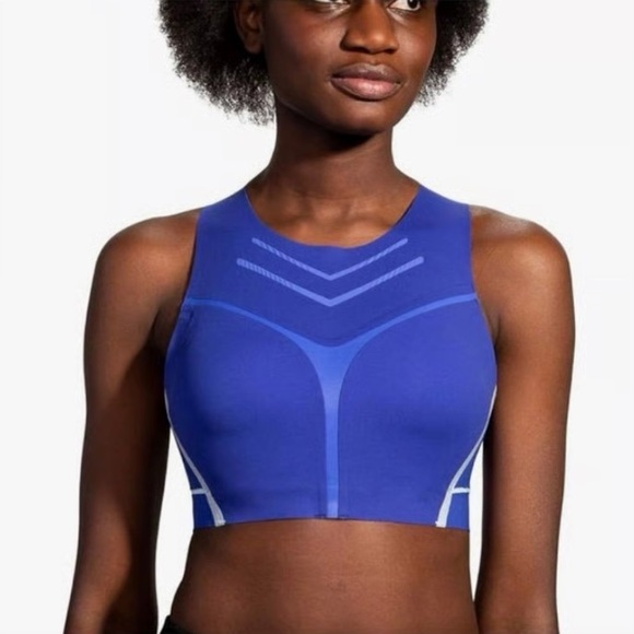 Brooks Dare High Neck Run Bra XS Glacier Blue - Picture 1 of 7